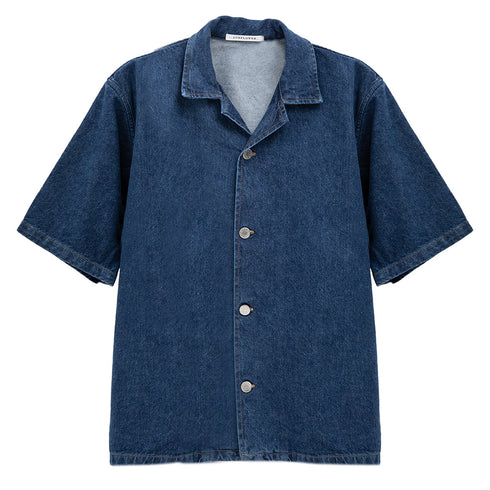 Hello Sunflower Loose Shirt Rinse Blue 737 5090 Degli Uberti